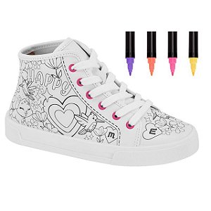 Tênis Infantil Menina Molekinha De Colorir Sardenha- Branco
