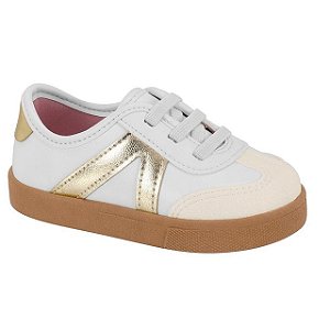 Tênis Infantil Menina Molekinha Turim Estelar Itália- Branco OFF/ Dourado