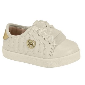 Tênis Infantil Menino Molekinha Glamour- Branco OFF/ Dourado
