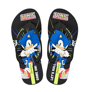 Chinelo Infantil Menino Sonic Lets- Preto/ Azul