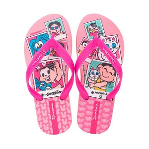 Chinelo Infantil Menina Turma da Mônica- Rosa Branco