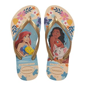 Chinelo Infantil Menina Havaianas Slim Princess- Bege Palha