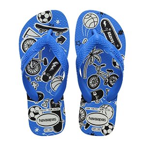 Chinelo Infantil Menino Havaianas Athetic- Branco/ Azul