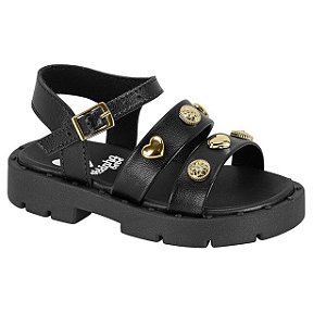 Sandália Infantil Menina Molekinha Turim Baby- Preto/ Preto