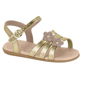 Sandália Infantil Menina Molekinha Brilho Itália Shine- Dourado