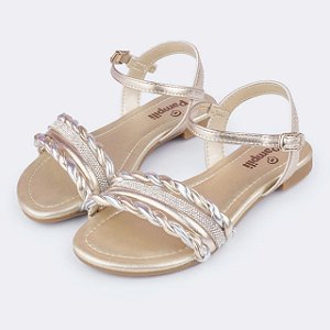 Sandália Infantil Menina Pampili Iris- Dourado