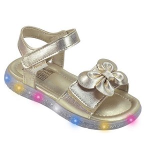 Sandália Infantil Menina Pampili Mini Led- Dourado