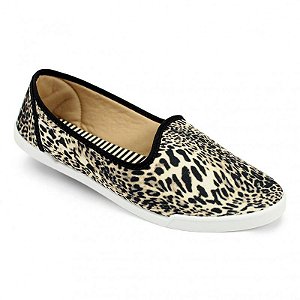 Sapatilha Moleca Tecido Jaguar - Multi Bege