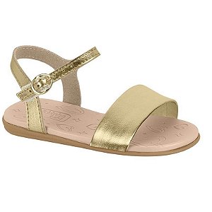 Sandália Infantil Menina Molekinha Brilho Itália- Dourado/ Dourado