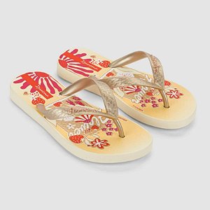 Chinelo Infantil Menina Ipanema Temas- Bege/ Ouro