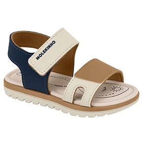 Sandália Infantil Menino Molekinho Floter- Marinho/ Caramelo/ Branco OFF
