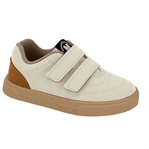 Tênis Infantil Menino Molekinho Velcro Neo - Branco OFF/ Caramelo