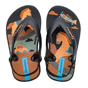 Chinelo Infantil Menino Ipanema Baby- Preto/ Laranja