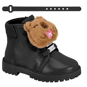Bota Coturno Infantil Molekinha Brilho Paris Gliter- Preto