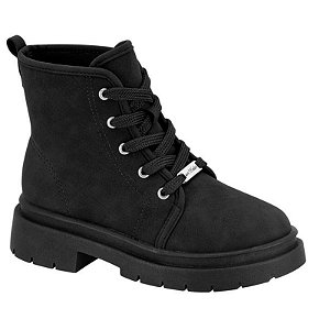Bota Coturno Infantil Menina Molekinha Veluna- Preto