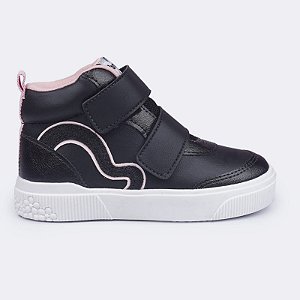 Tênis Infantil Menina Pampili Yumi- Preto/ Rosa Glace