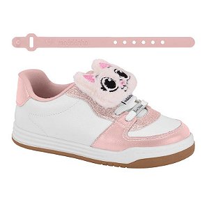 Tênis Infantil Menina Molekinha london- Branco/ Rosa/ Rosa