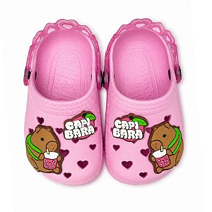 Babuche Infantil Menina Lua e Lua Capivara- Rosa Cristal