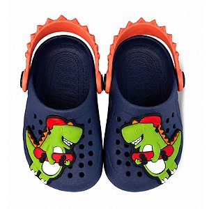Babuche Infantil Menino Lua e Lua Dino- Marinho Laranja