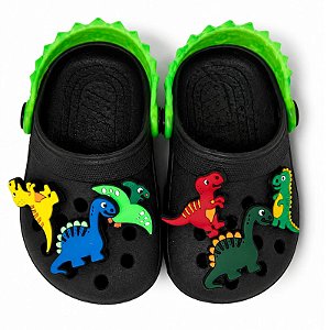 Babuche Infantil Menino Lua e Lua Dino- Preto/ Verde