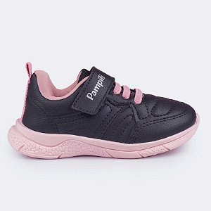 Tênis Infantil Menina Pampili Mini Soft- Preto/ Rosa