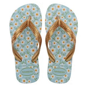 Chinelo Infantil Menina Havaianas Kids Flores- Azul Maceio