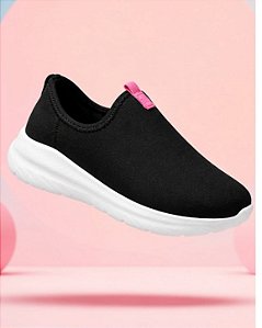 Tênis Infantil Menina Molekinha Slip Lycra- Preto