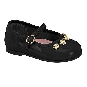 Sapatilha Infantil Molekinha Flor Verniz- Preto