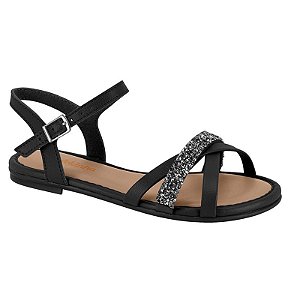 Sandália Infantil Menina Molekinha Brilho Itália Strass- Preto