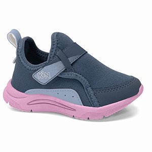 Tênis Infantil Menina Klin New Sport Mini- Chumbo/ Azul/ Rosa