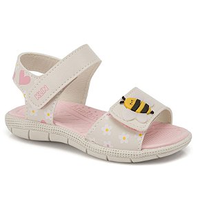 Sandália Infantil Menina Klin Tic Tac- OFF White/ Rosa Claro