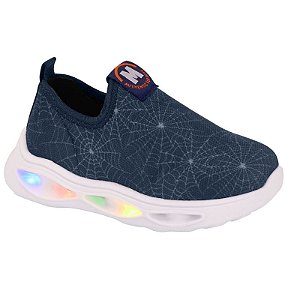 Tênis Infantil Menino Molekinho Led Teia- Marinho