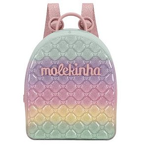 Mochila Infantil Menina Molekinha Lurex- Cristal/ Prata/ Multi Lilás