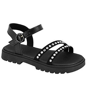 Sandália Infantil Menina Molekinha Turim Camurça Flex- Preto