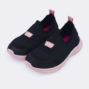Tênis Infantil Menina Pampili Mini Soft Slip- Preto/ Rosa