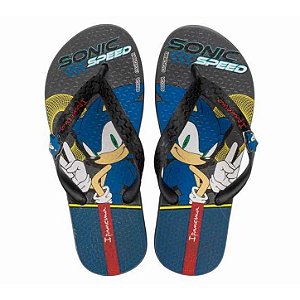 Chinelo Infantil Menino Sonic Lets- Grafite/ Preto/ Azul