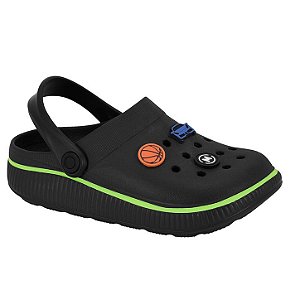 Babuche Infantil Menino Molekinho Gaspea- Preto /Amarelo Neon
