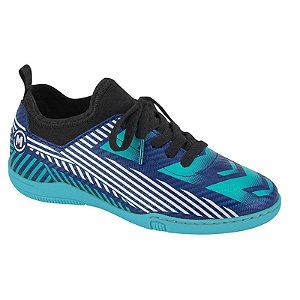 Chuteira Infantil Futsal Menino Molekinho Max- Azul Turquesa/ Branco/ Preto