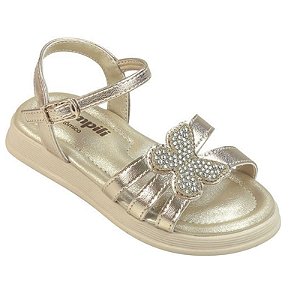 Sandália infantil Menina Pampili Flower Borboleta- Dourado