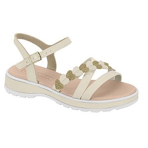 Sandália Infantil Menina Molekinha Gliter Mini Shine- Branco OFF/ Dourado