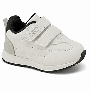 Tênis Infantil menino Klin Walk Baby- Branco/Gelo/Preto