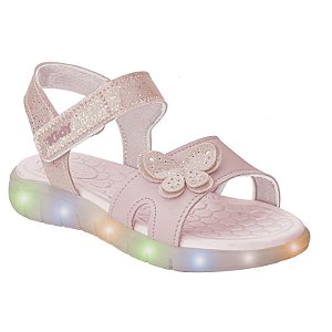 Sandália Infantil Menina Kidy Wave Led Borboleta- Nude