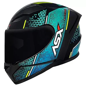 COMBO CAPACETE + VISEIRA ASX CITY STORM PRETO/TIFANNY/AMARELO