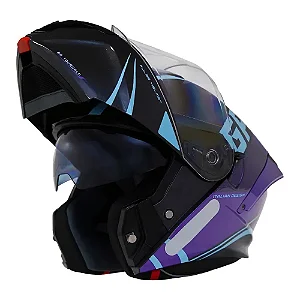 CAPACETE GP TECH A128 SV PULSE ARTICULADO BE YOURSELF PRETO/ROXO