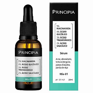 Principia Sérum Skincare Anti-acne 5% Niacinamida + 4% Glicólico + 3% Tranexâmico + 2% Salicílico Mix-01 Com 30ml