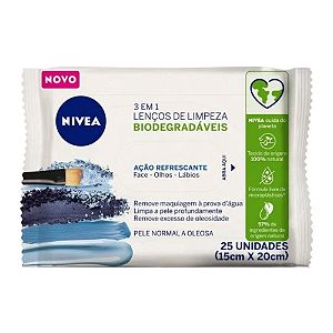 Nivea Lenço Demaquilante Facial Ação Refrescante 3 em 1 - 25 unidades