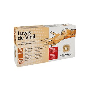 Descarpack Luva de Vinil sem Talco Tamanho M com 100un