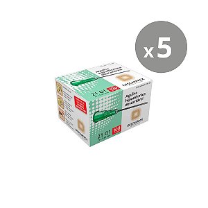 Descarpack Agulha Hipodérmica Descartável Verde 25x0,8mm (21G 1) com 100un - Kit 5un