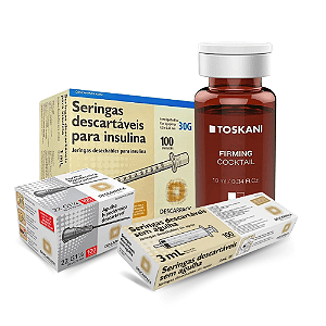 Kit Toskani Firming Cocktail + Seringa Hipodérmica Luer Slip + Agulha Hipodérmica Cinza + Seringa de Insulina