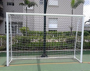 Trave de Futsal Oficial C/ Requadro Monobloco Fixa (Par)